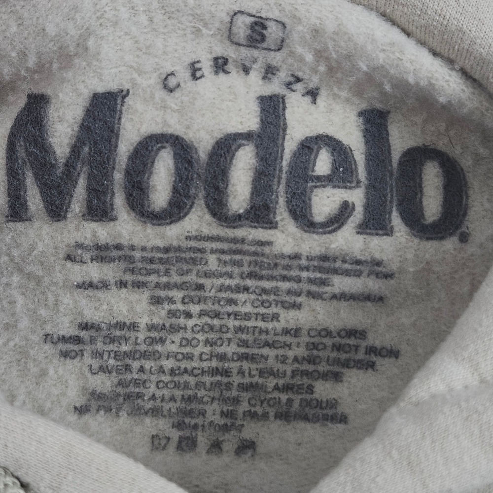 Modelo Hoodie Mens Small Tan Cerveza Espiritu Luchador Sweatshirt Barwear Skater - Picture 4 of 7